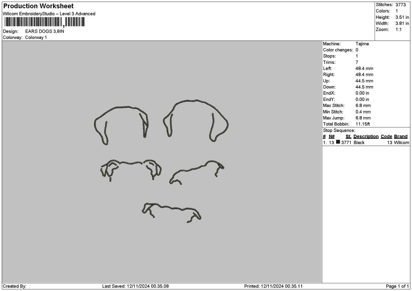 Ears Dogs Embroidery File 6 sizes