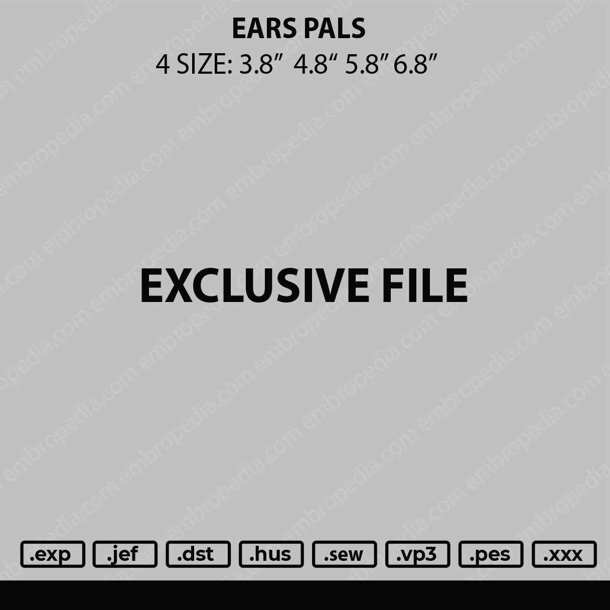 Ears Pals Embroidery File 4 sizes