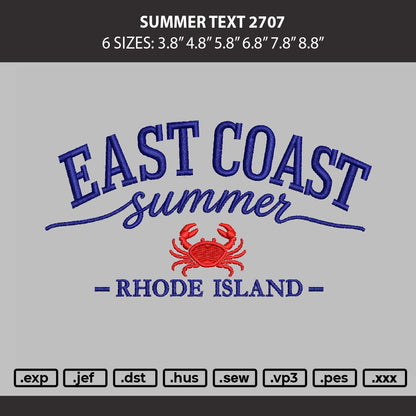 Summer Text 2707 Embroidery Machine Design File 6 sizes