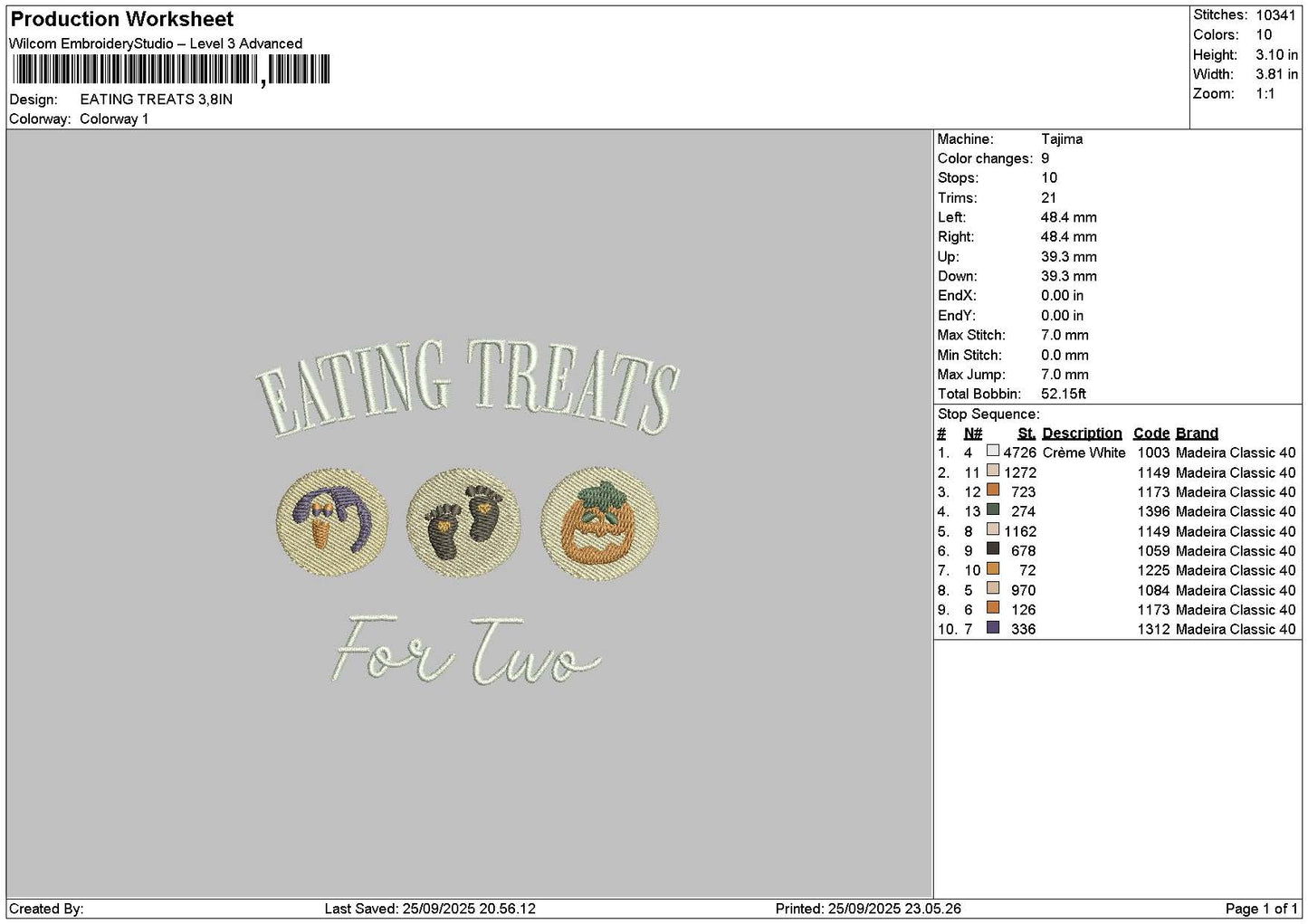 Treatstext 2509 Embroidery File 6 sizes