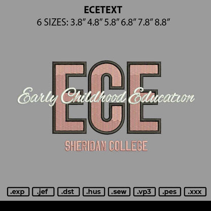 Ecetext Embroidery File 6 sizes