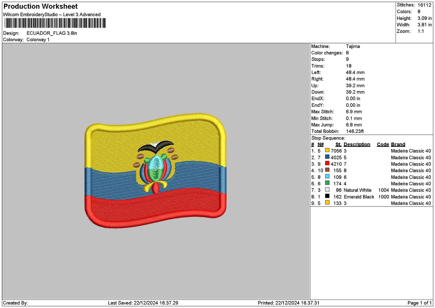 Flagacuador Embroidery File 6 sizes