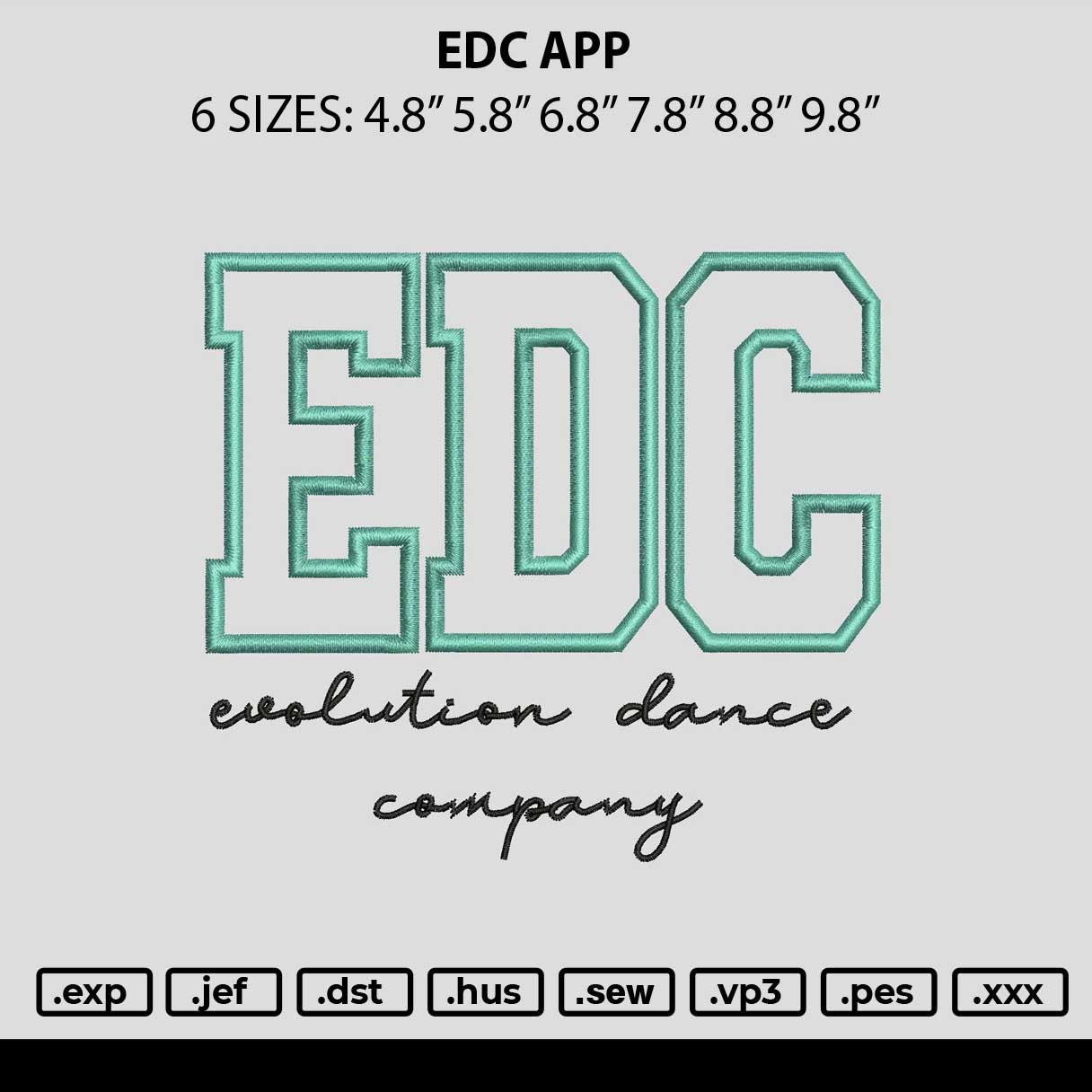 Edc App Embroidery File 6 sizes