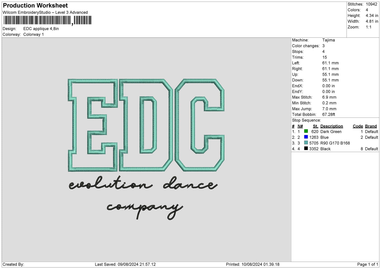 Edc App Embroidery File 6 sizes