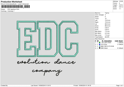 Edc App Embroidery File 6 sizes