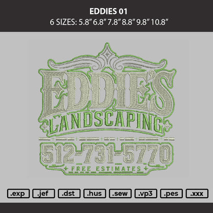 Eddies 01 Embroidery Machine Design File 6 sizes