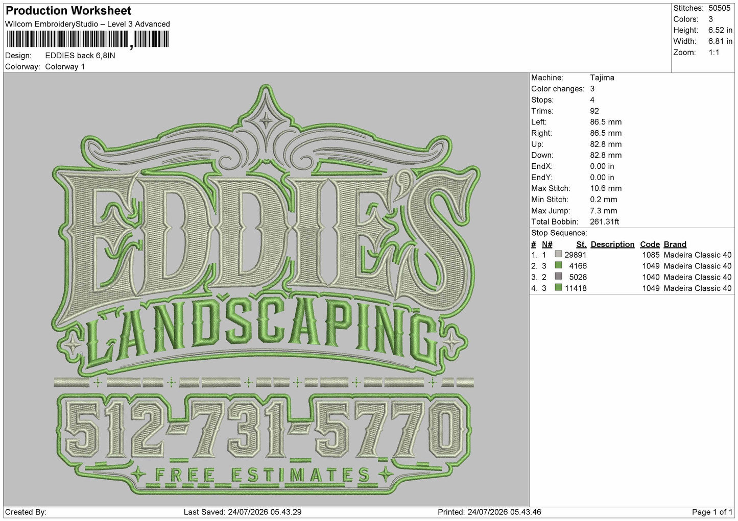 Eddies 01 Embroidery Machine Design File 6 sizes