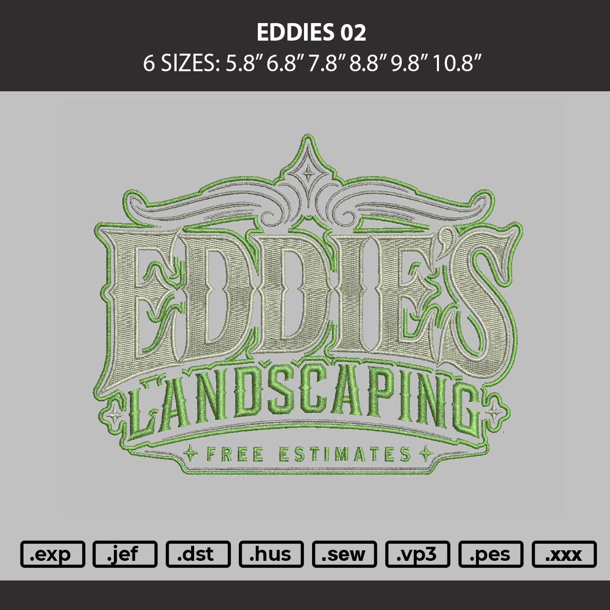 Eddies 02 Embroidery Machine Design File 6 sizes