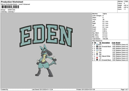 Edentext Embroidery File 6 sizes