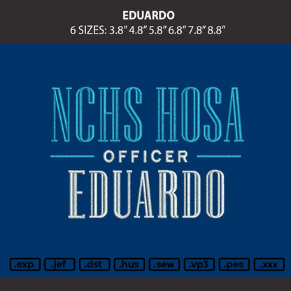 Eduardo Embroidery Machine Design File 6 sizes