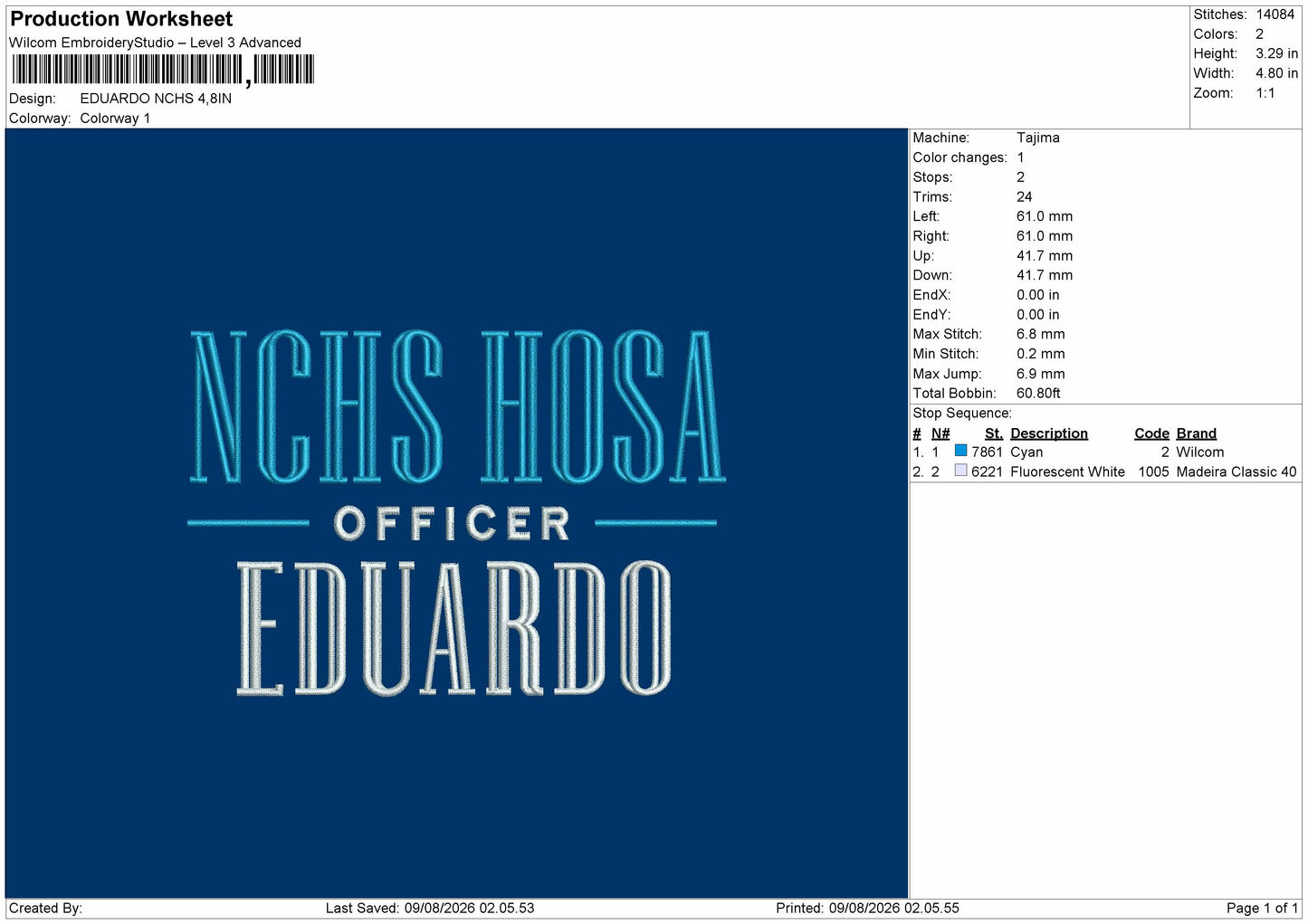 Eduardo Embroidery Machine Design File 6 sizes