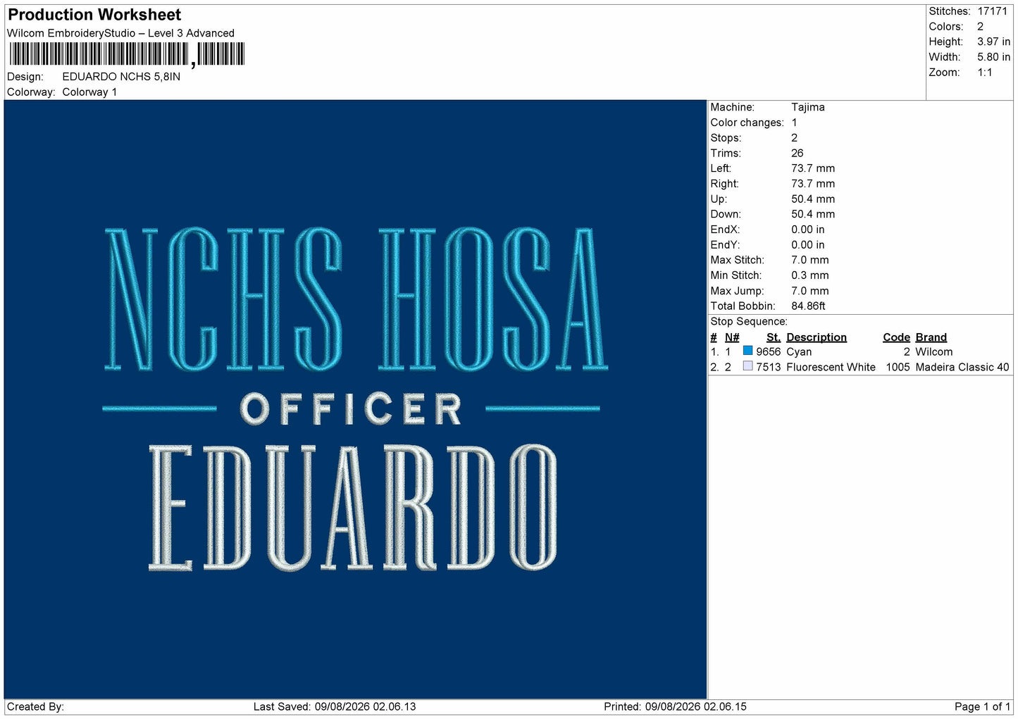 Eduardo Embroidery Machine Design File 6 sizes