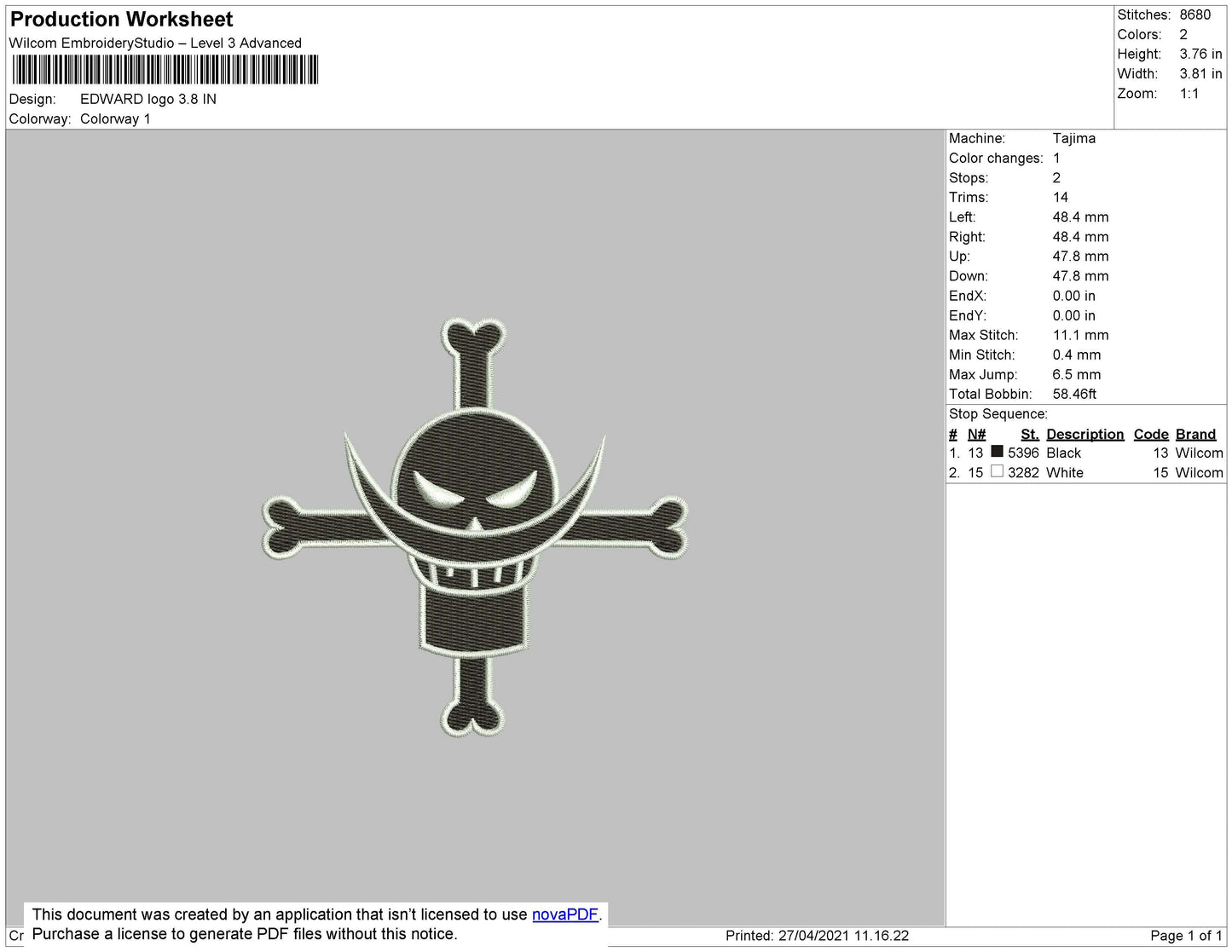 Edward L0go Embroidery File 3 size