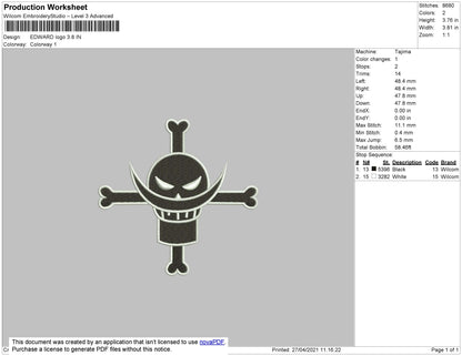 Edward L0go Embroidery File 3 size