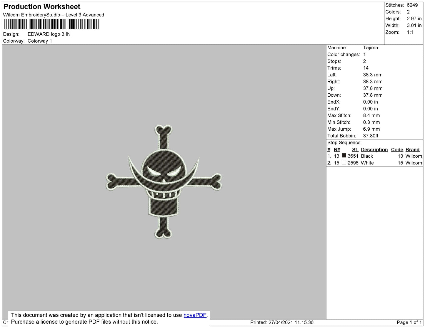 Edward L0go Embroidery File 3 size