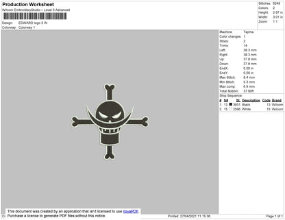 Edward L0go Embroidery File 3 size