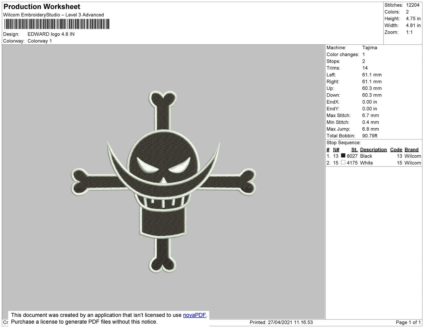 Edward L0go Embroidery File 3 size