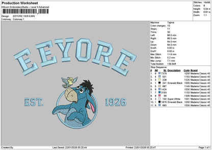 Eeyore2201 Embroidery File 6 sizes