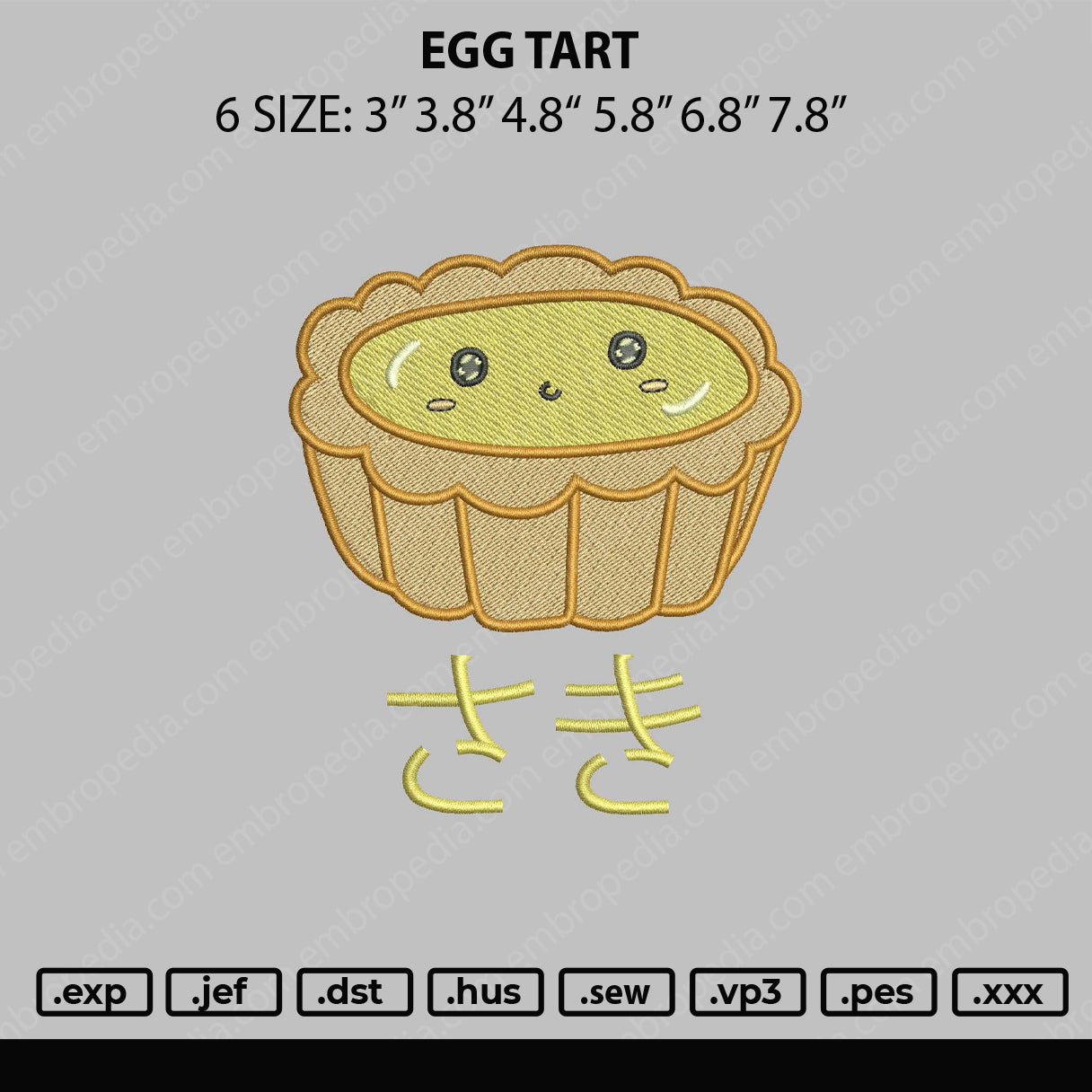 Egg Tart Embroidery File 6 sizes