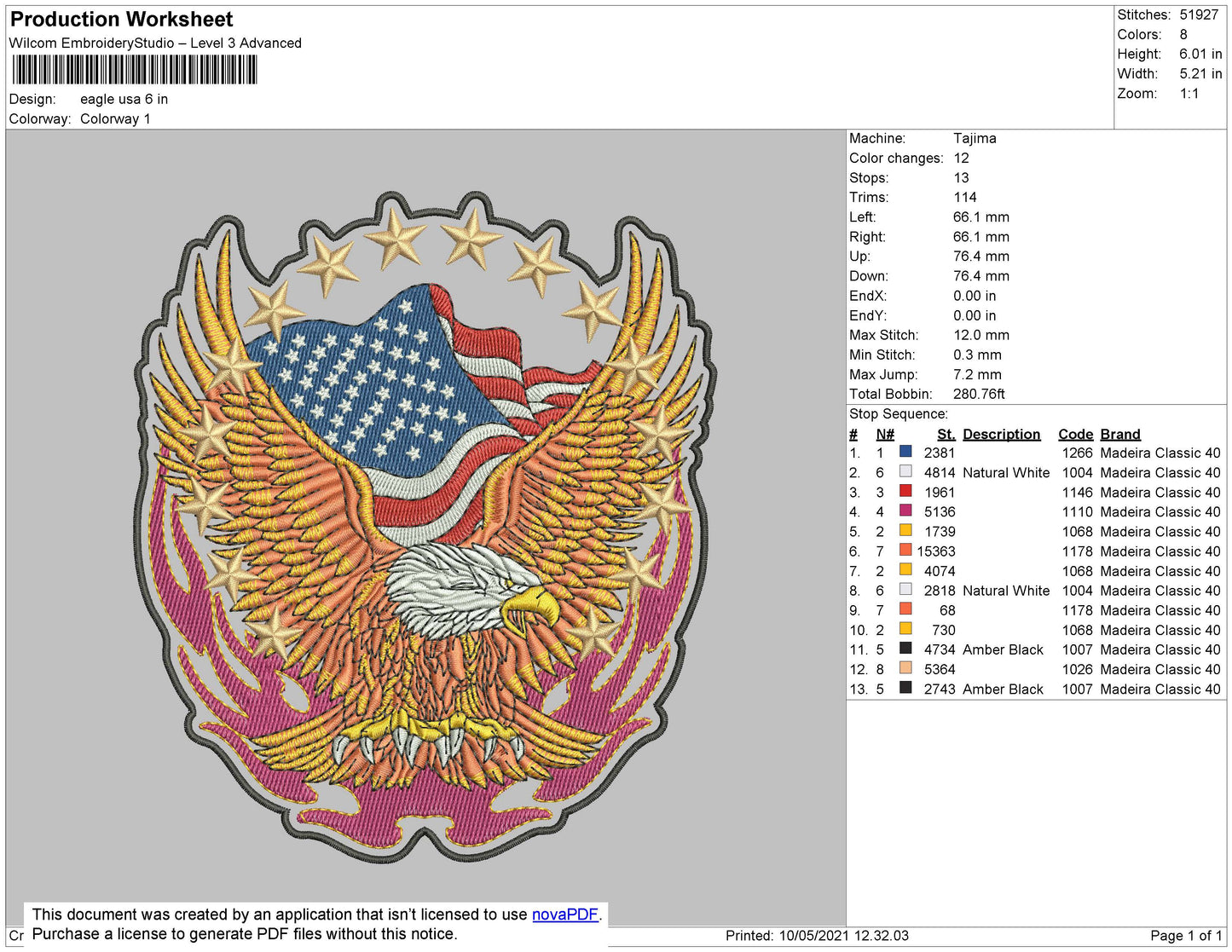 Eagle USA Embroidery File 5 size
