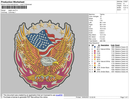 Eagle USA Embroidery File 5 size