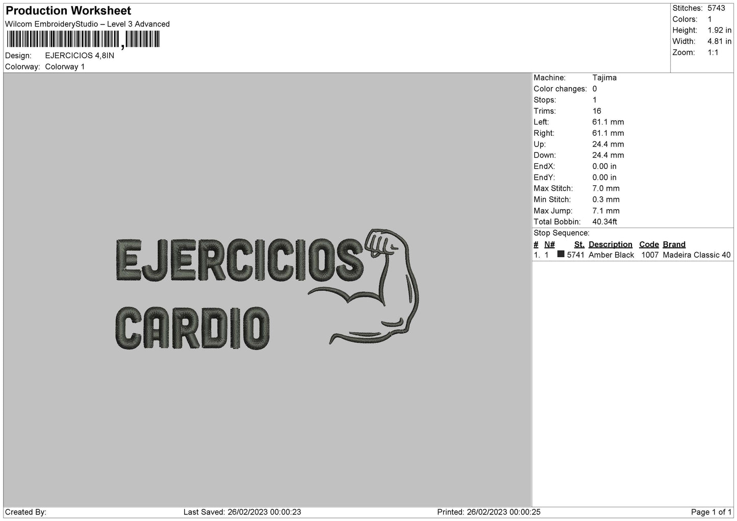 Ejercicios Embroidery File 6 sizes