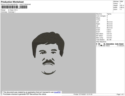 El Chapo Embroidery File 4 size