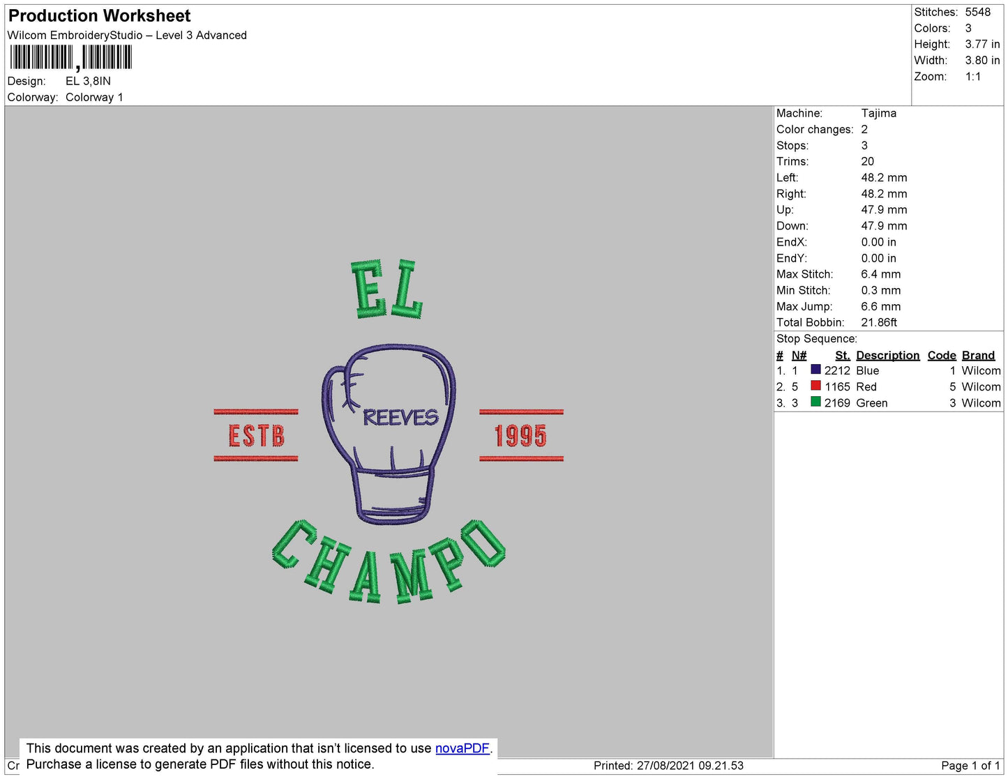 El Champo Embroidery File 4 size