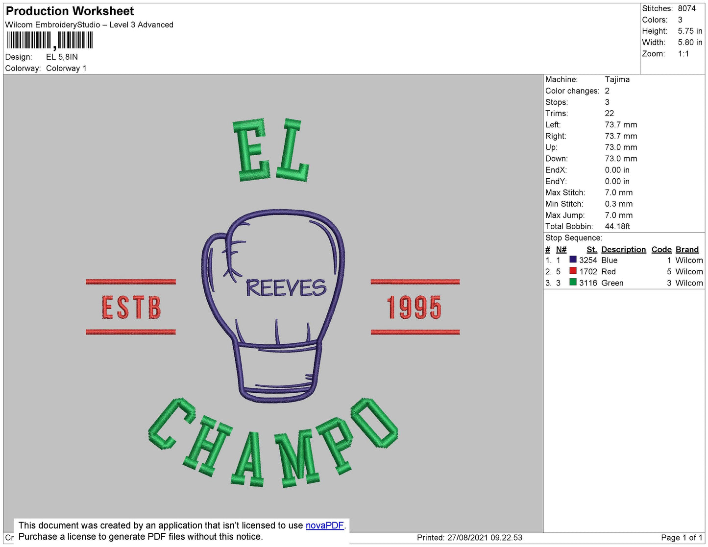 El Champo Embroidery File 4 size