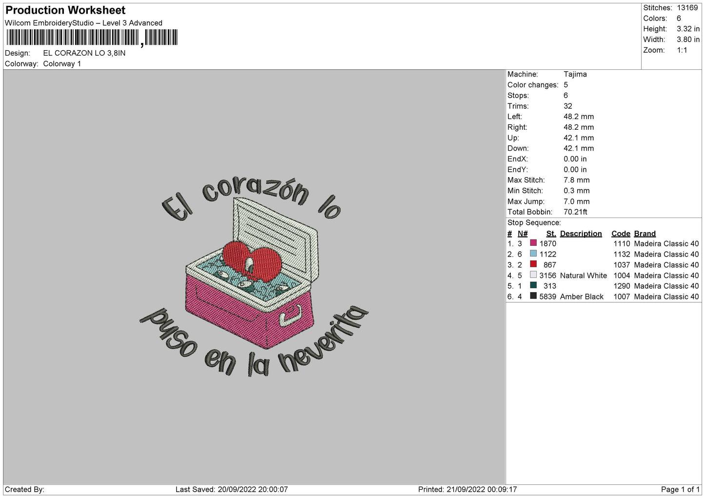 El Coranzolo Embroidery File 5 sizes