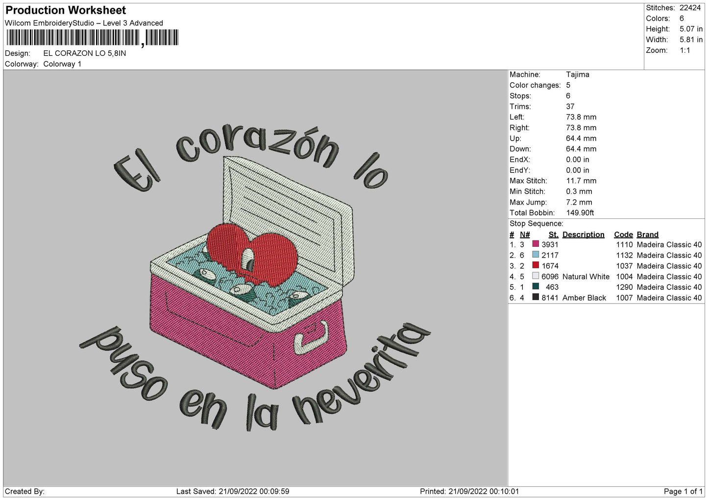 El Coranzolo Embroidery File 5 sizes