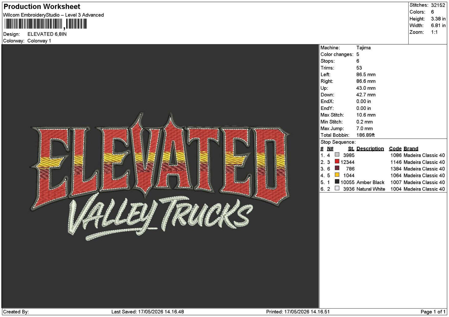Elevatedtext Embroidery File 6 sizes