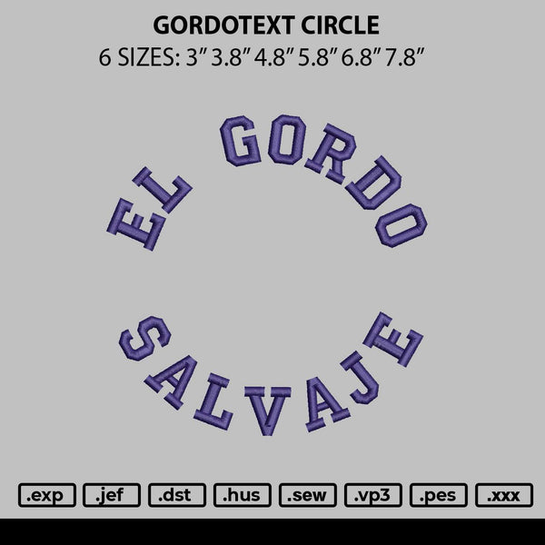 Gordotext Circle Embroidery File 6 sizes