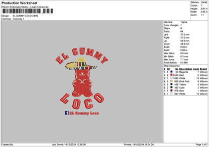 Gummytext 02 Embroidery File 6 sizes