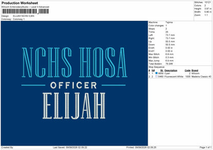 Elijah Embroidery Machine Design File 6 sizes