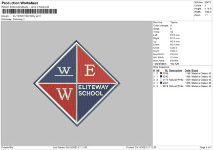 Eliteway S V2 Embroidery File 6 sizes