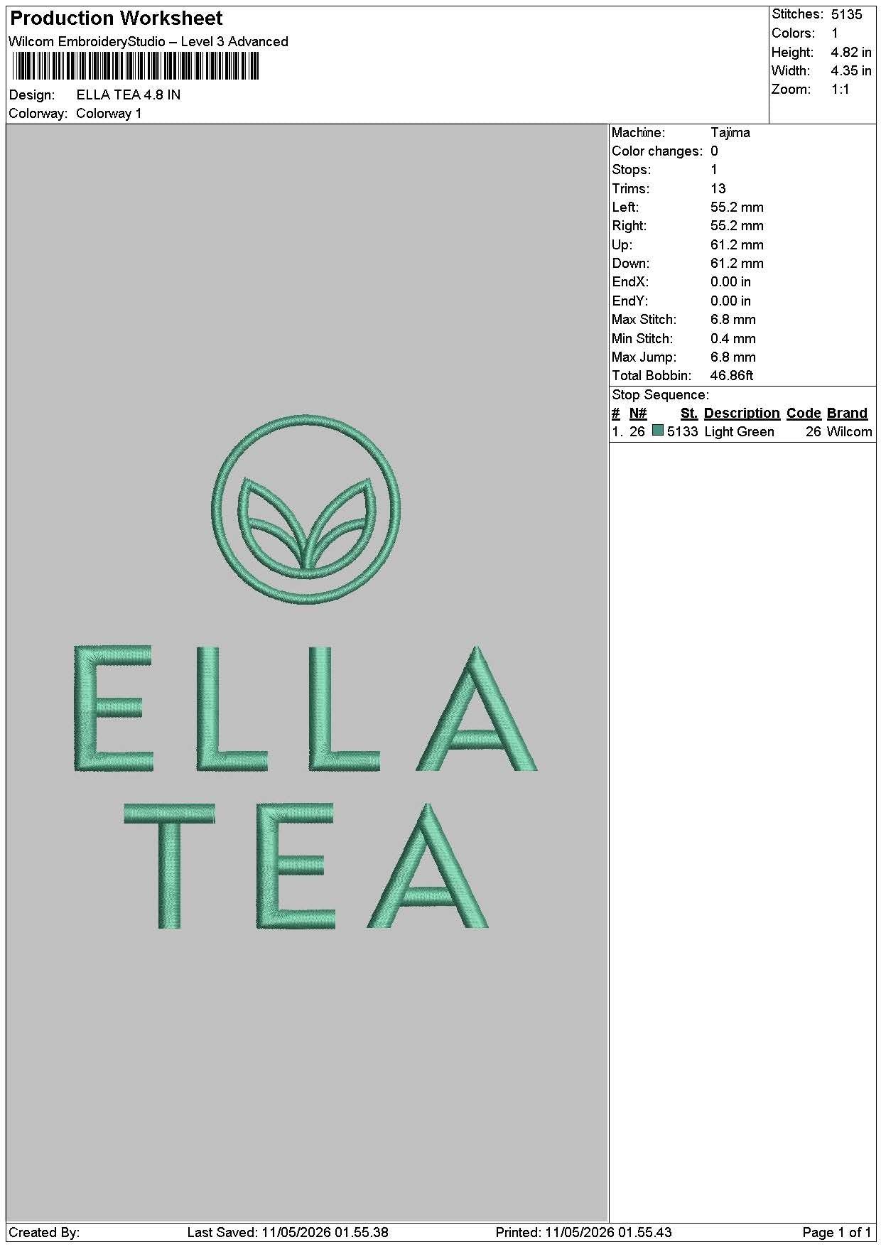 Ellatext Embroidery File 6 sizes