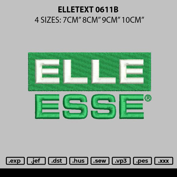 Elletext 0611b Embroidery File 6 sizes