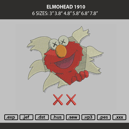 Elmohead 1910 Embroidery Machine Design File 6 sizes