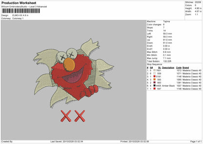 Elmohead 1910 Embroidery Machine Design File 6 sizes