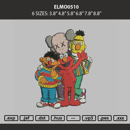 Elmo0510 Embroidery Machine Design File 6 sizes