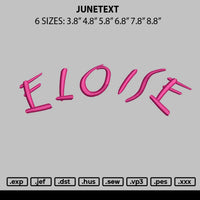 Junetext Embroidery File 6 sizes