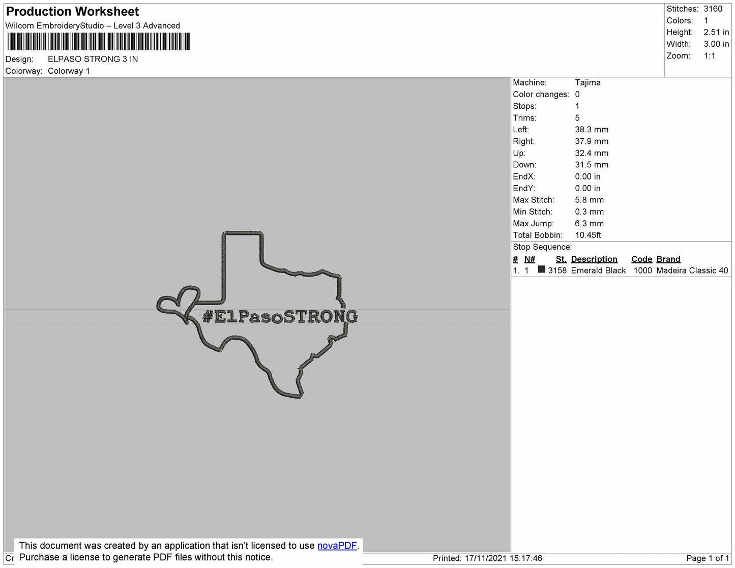 Elpaso Stronge Embroidery File 4 size