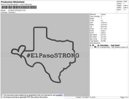 Elpaso Stronge Embroidery File 4 size
