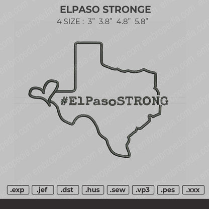 Elpaso Stronge Embroidery File 4 size