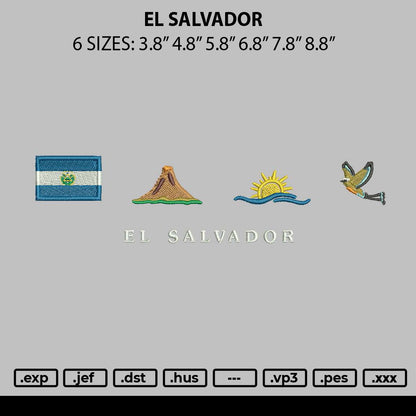 EL SALVADOR Embroidery File 6 size