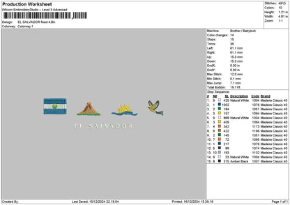 EL SALVADOR Embroidery File 6 size