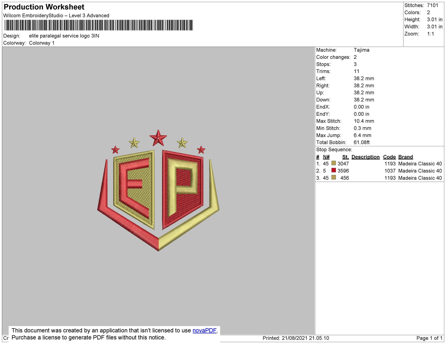 Elite Paralegal Logo Embroidery File 4 size