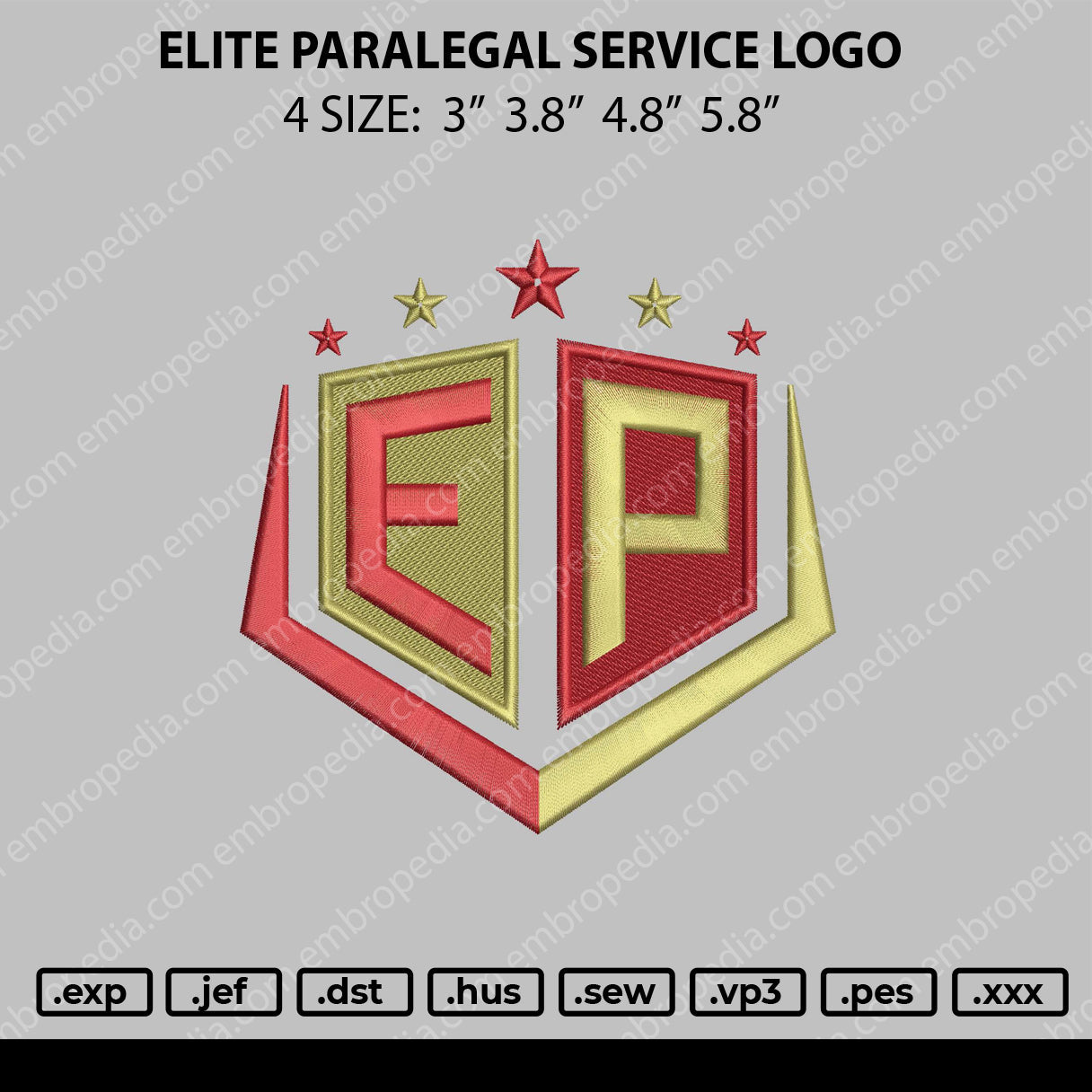 Elite Paralegal Logo Embroidery File 4 size