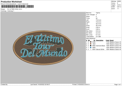 El Ultimo Oval Embroidery File 4 size